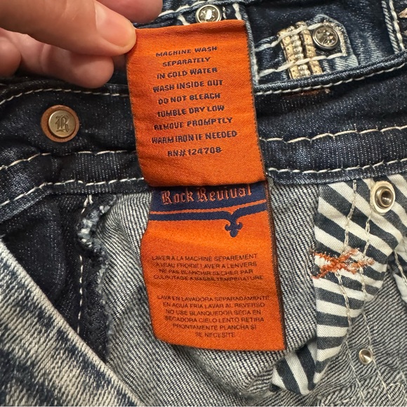 Rock Revival Dark Blue Jeans with Embroidered Pockets - Picture 7 of 13